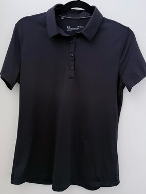 Under Armour Women’s Black Fitted Golf Polo Shirt Athletic Top Size Medium